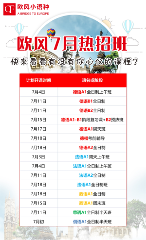 青岛德语/法语/西班牙语暑期班，快来看看有没有你心仪的课程？